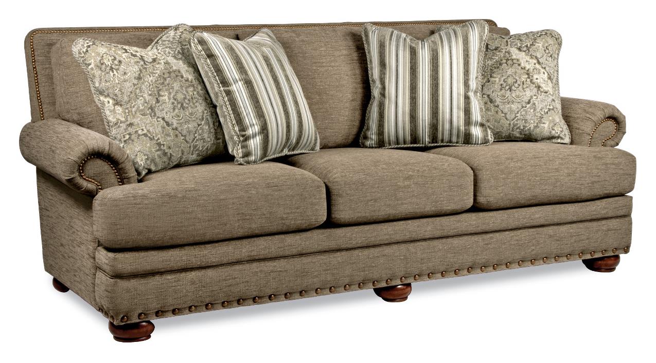 LaZBoy BRENNAN Traditional Sofa with Comfort Core Cushions and Two Sizes of Nailhead Morris